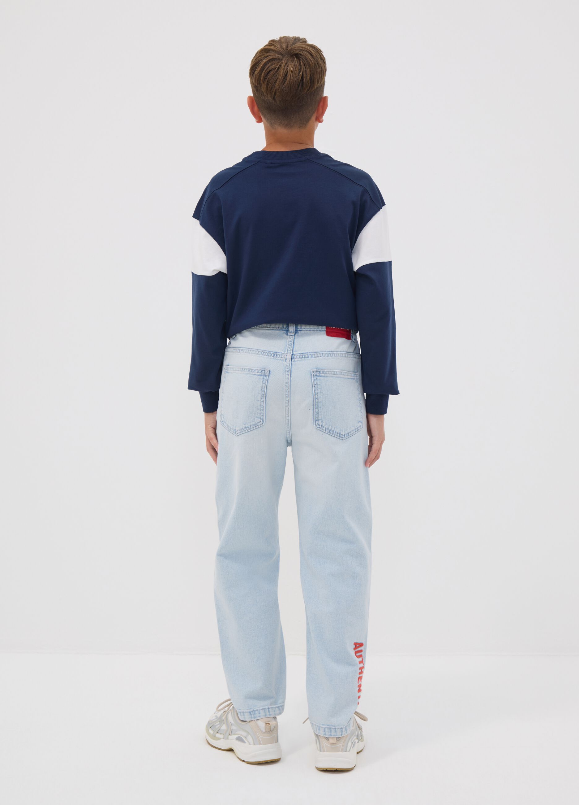 Light blue pure cotton relaxed-fit jeans for boys