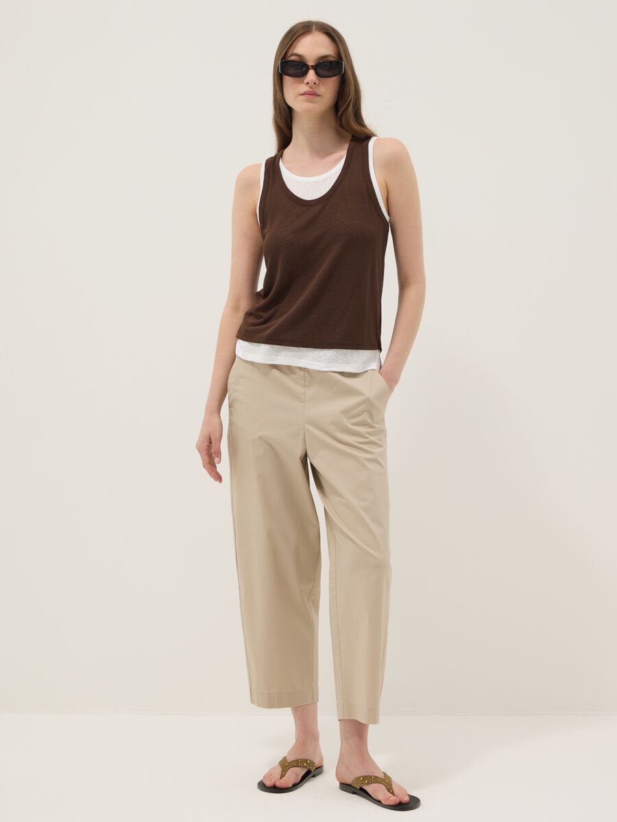Tank top marrone in misto viscosa regular fit_2