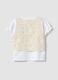 Girl's white pure cotton T-shirt regular fit with waistcoat_1