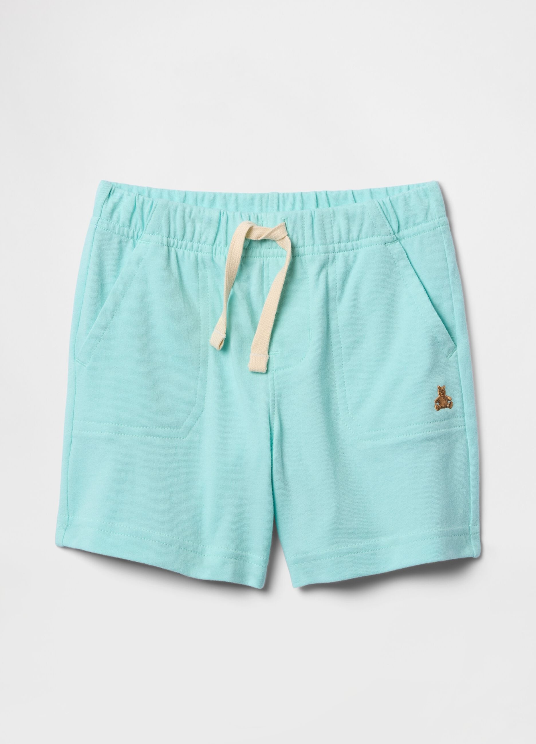 Soft Blue Shorts with Embroidered Logo