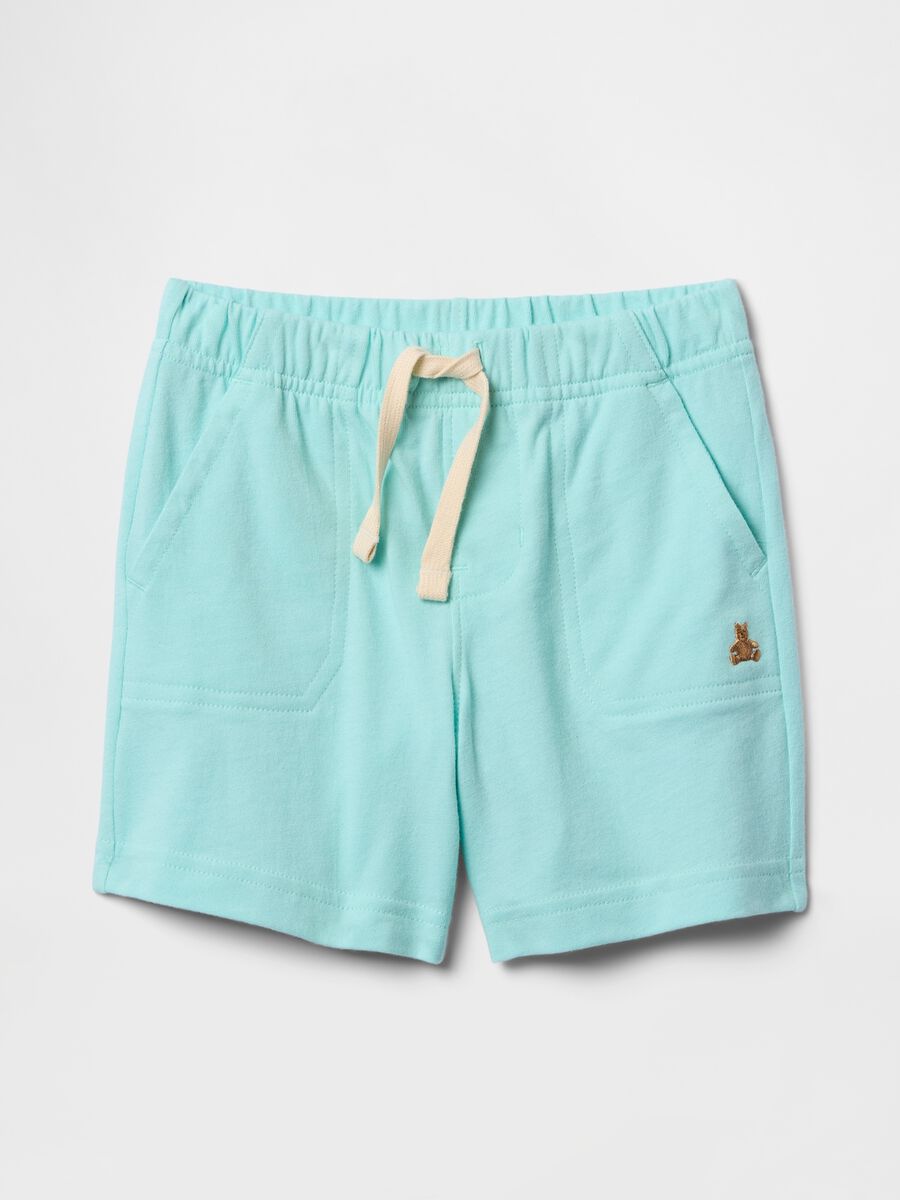 Soft Blue Shorts with Embroidered Logo_0