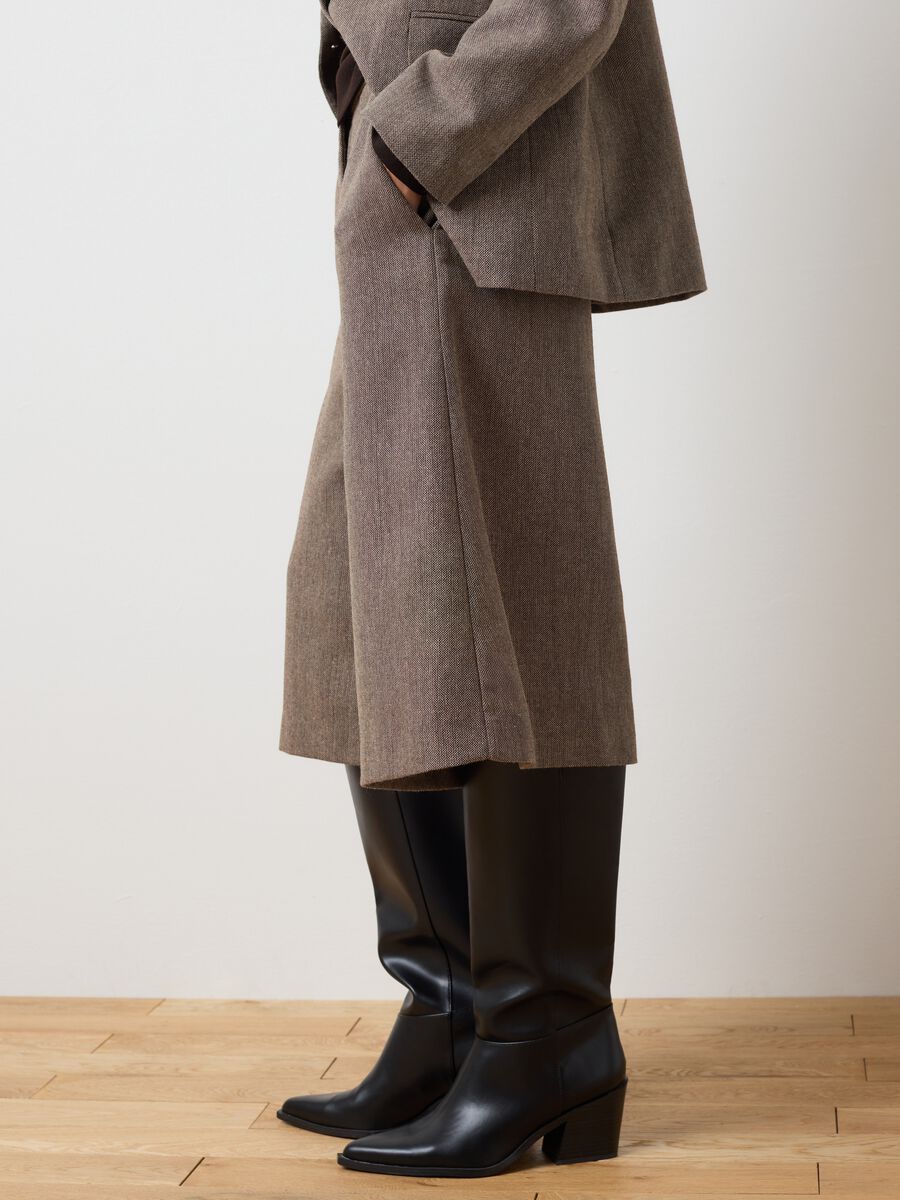 Brown Tweed Wool Blend Skirt_3