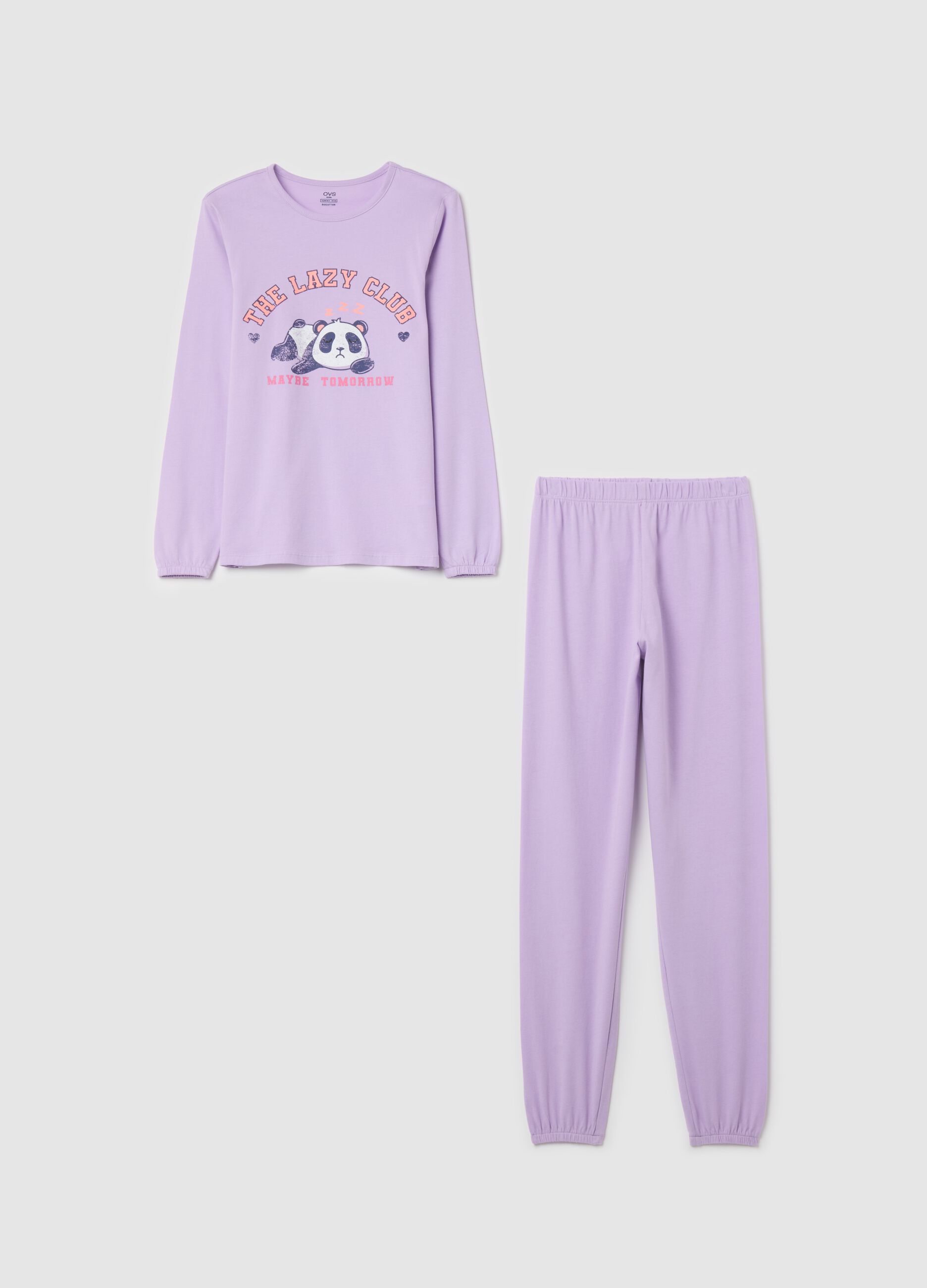 Organic cotton pyjamas with "The Lazy Club" print