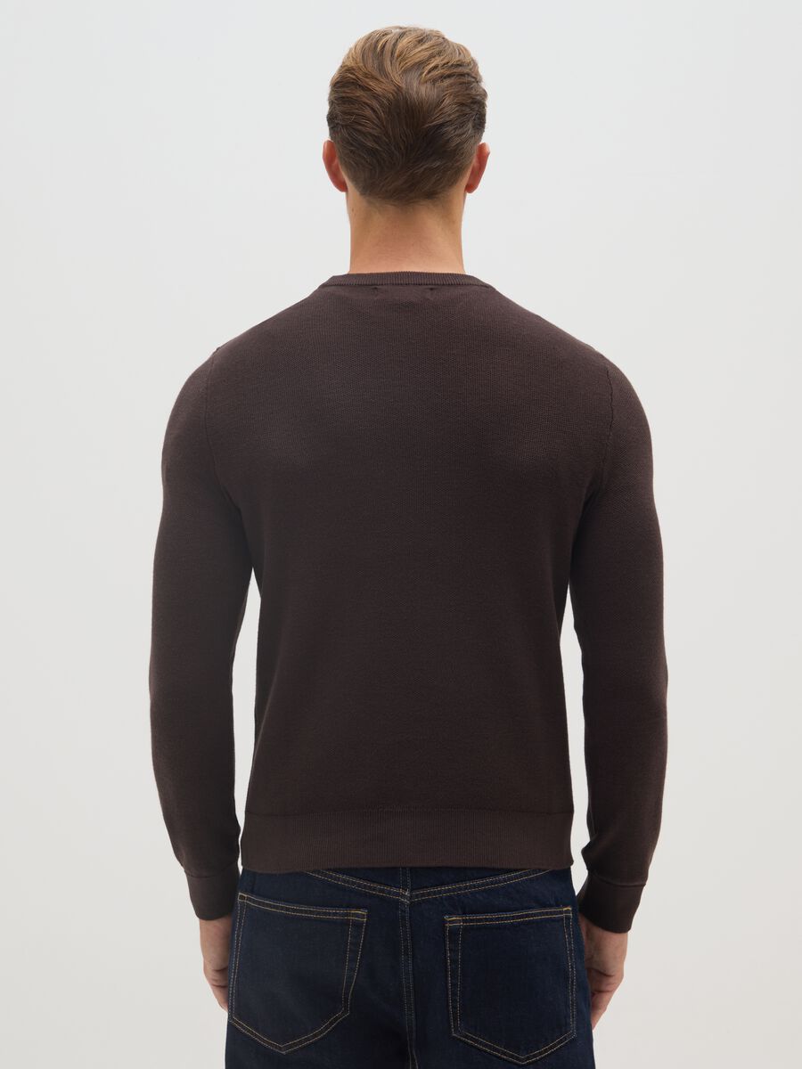 Brown cotton blend regular fit sweater_2