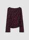 T-shirt viola in tessuto elasticizzato con motivo floreale floccato_2