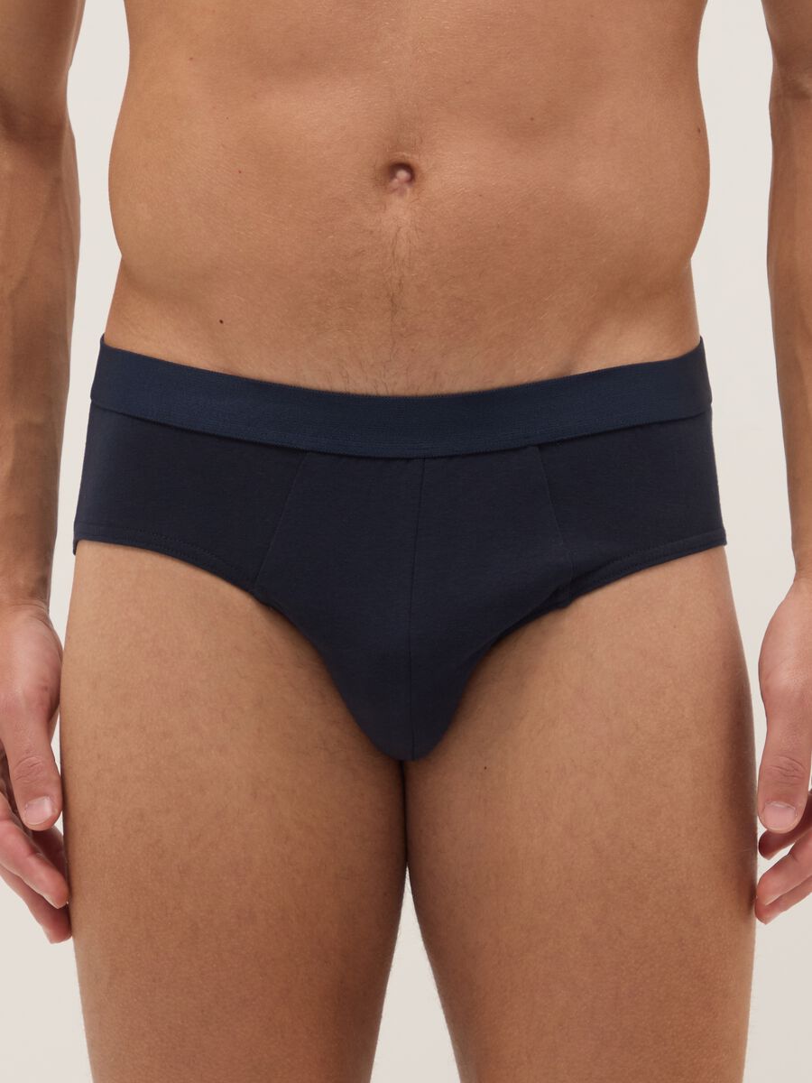 Blue stretch cotton regular fit three-pack briefs_1