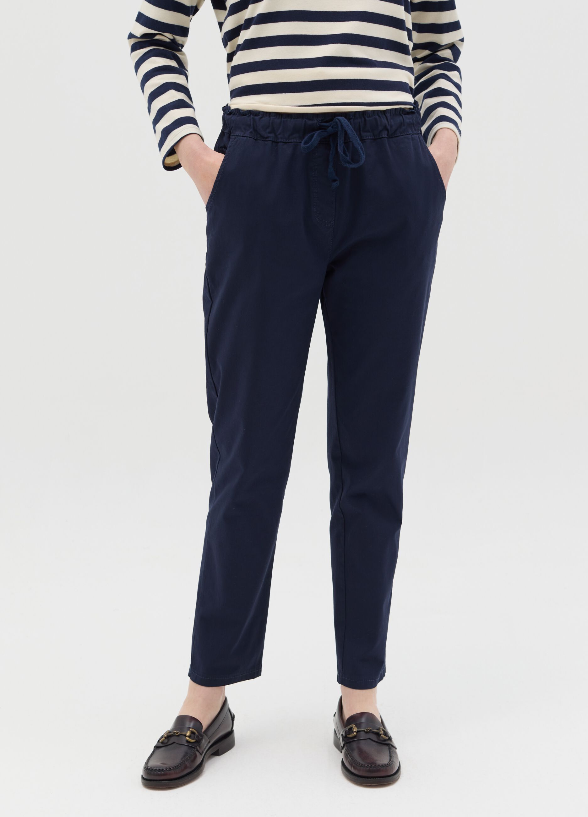 Blue trousers in stretch cotton