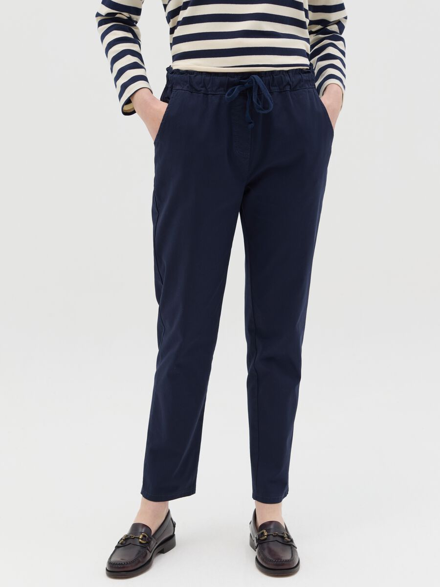 Blue trousers in stretch cotton_1