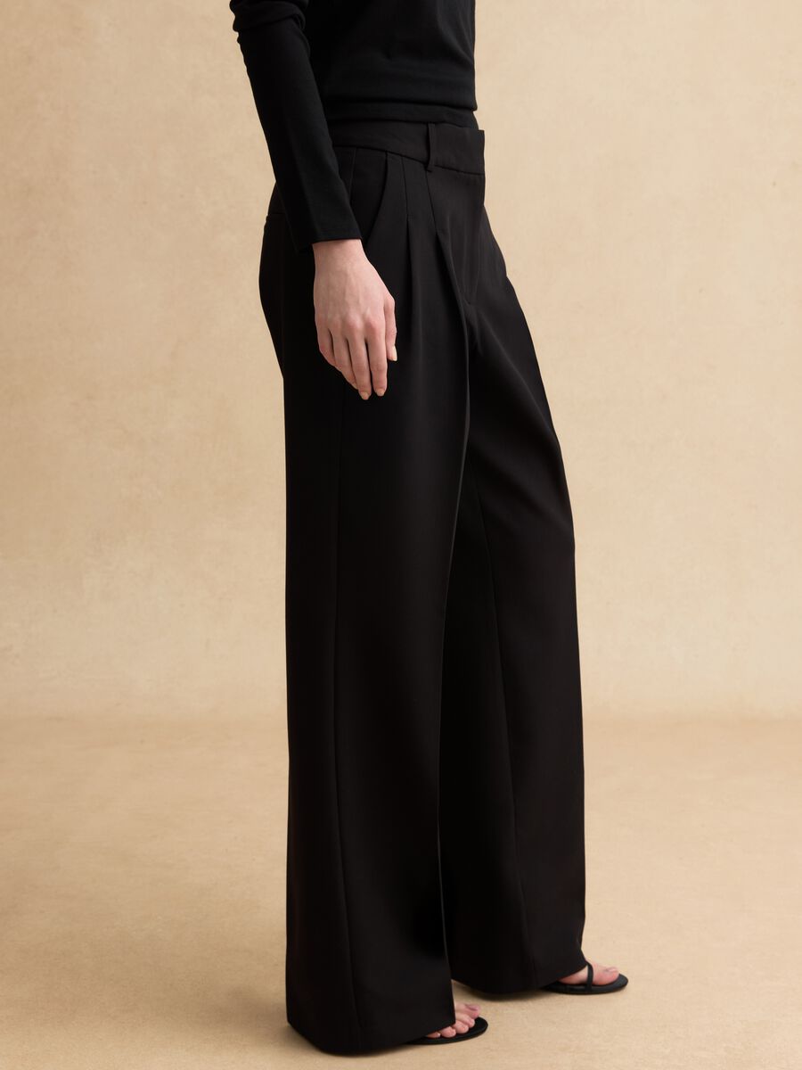 Black Wide Leg Trousers Regular Fit_3