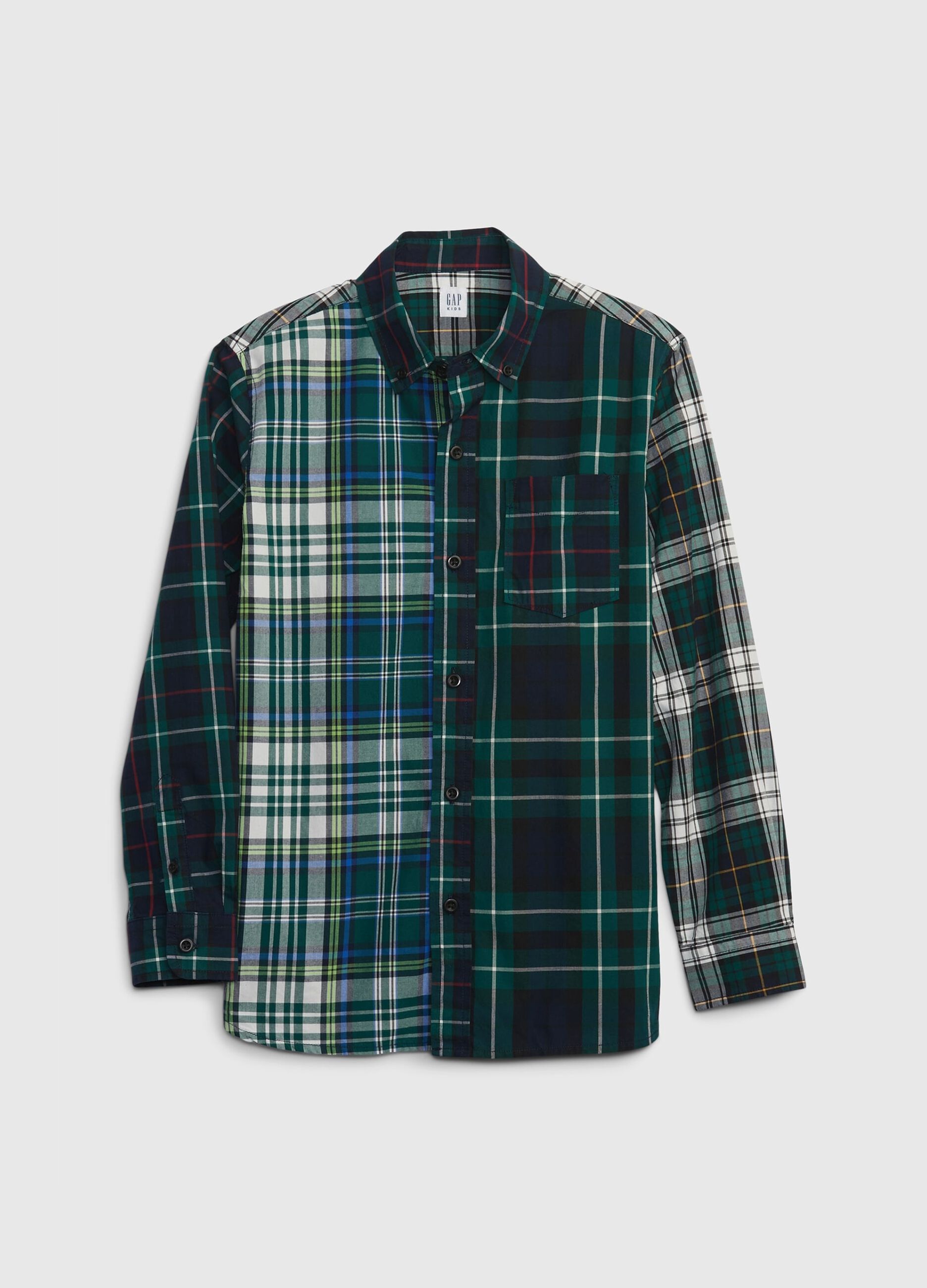 Cotton shirt with plaid pattern
