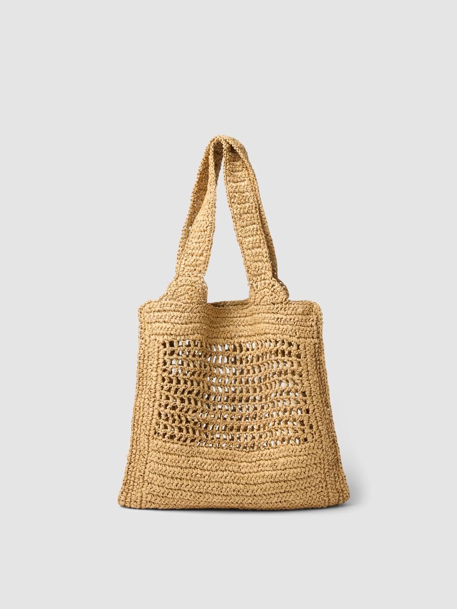 Beige beach bag in pure paper-fibre fabric_1