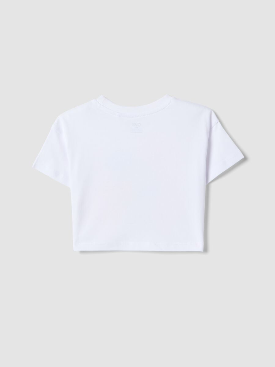 T-shirt in puro cotone bianco per bambine con stampa fragole_1