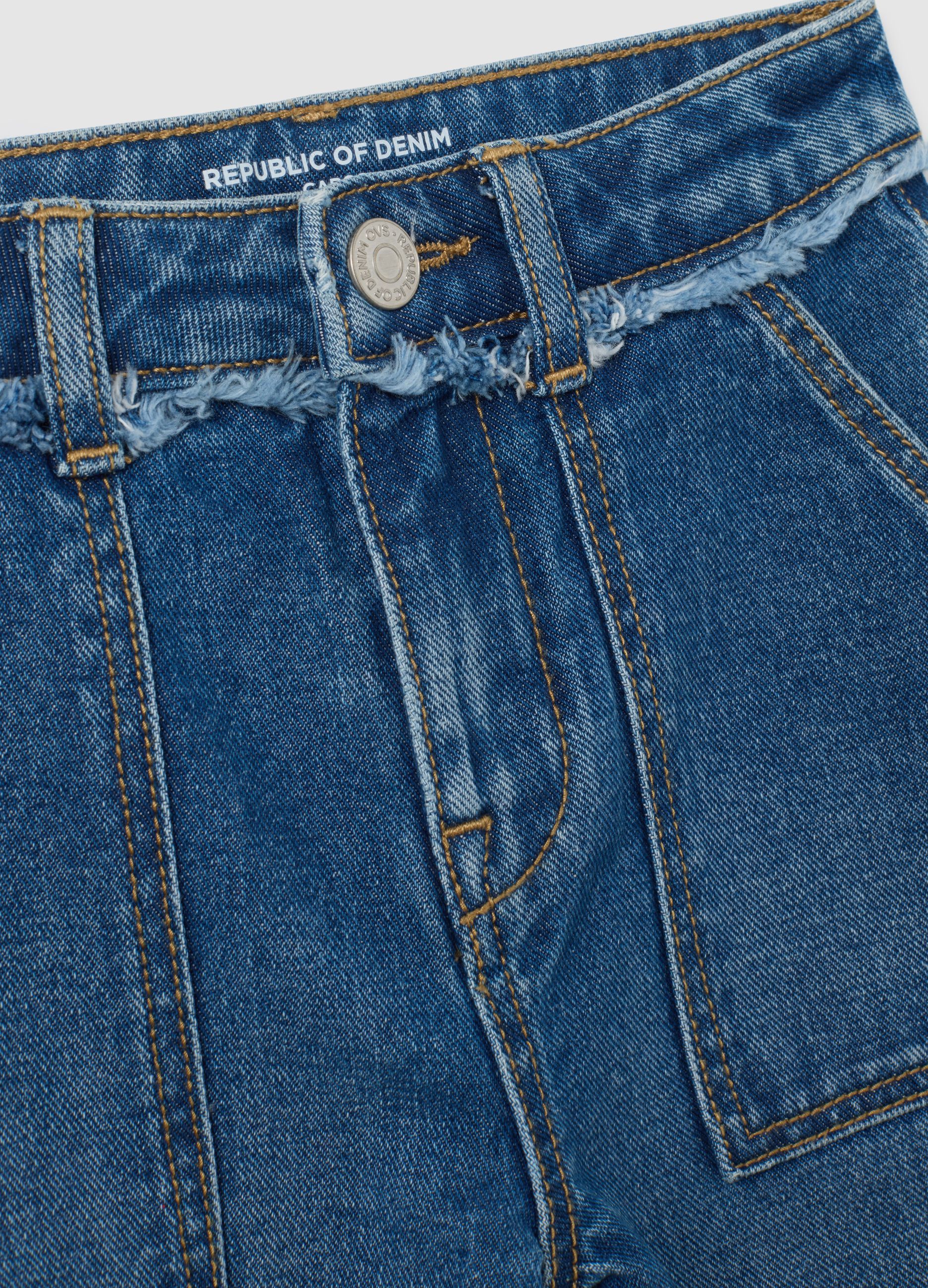 Pantaloni larghi da bambina in puro cotone denim