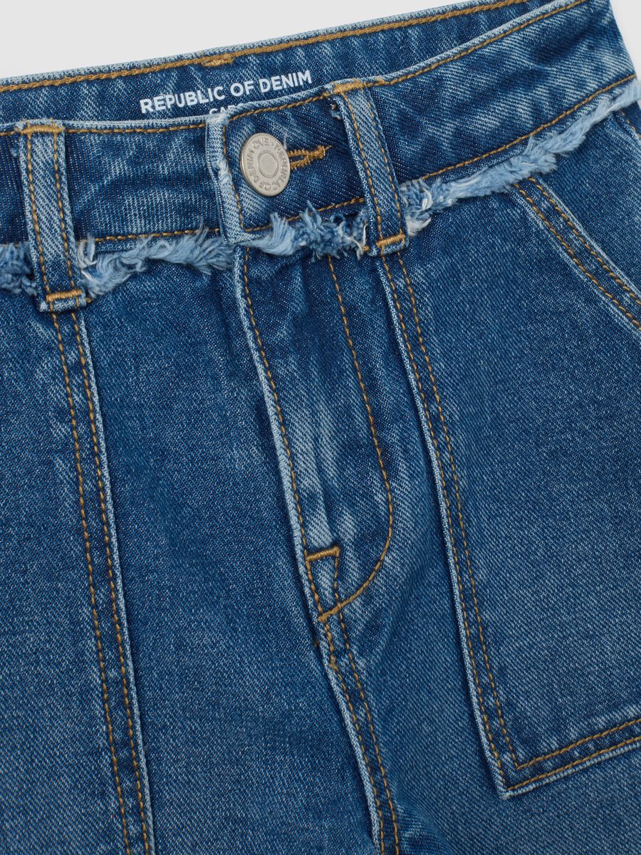 Pantaloni larghi da bambina in puro cotone denim_3