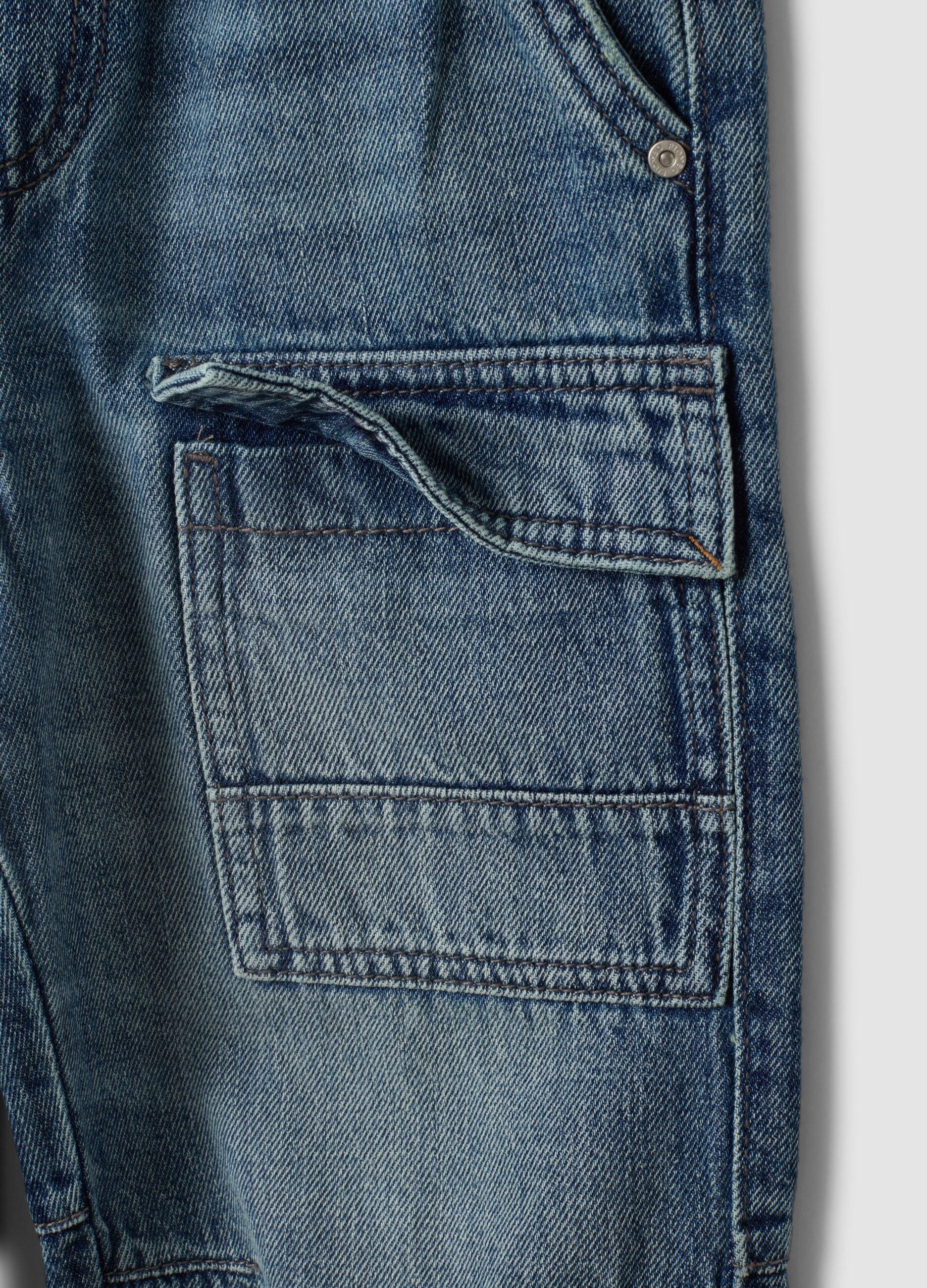 Jogger denim blu in misto cotone e viscosa relaxed fit per bambino