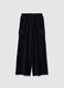 Black cotton blend wide leg cargo trousers_0