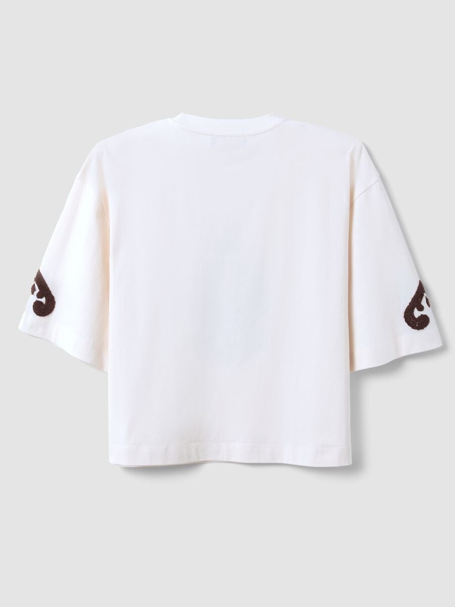 T-shirt beige in puro cotone con ricami regular fit_6