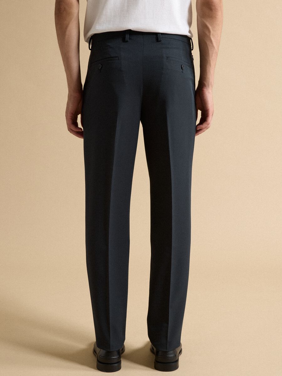 Blue slim-fit formal trousers in stretch viscose twill_2