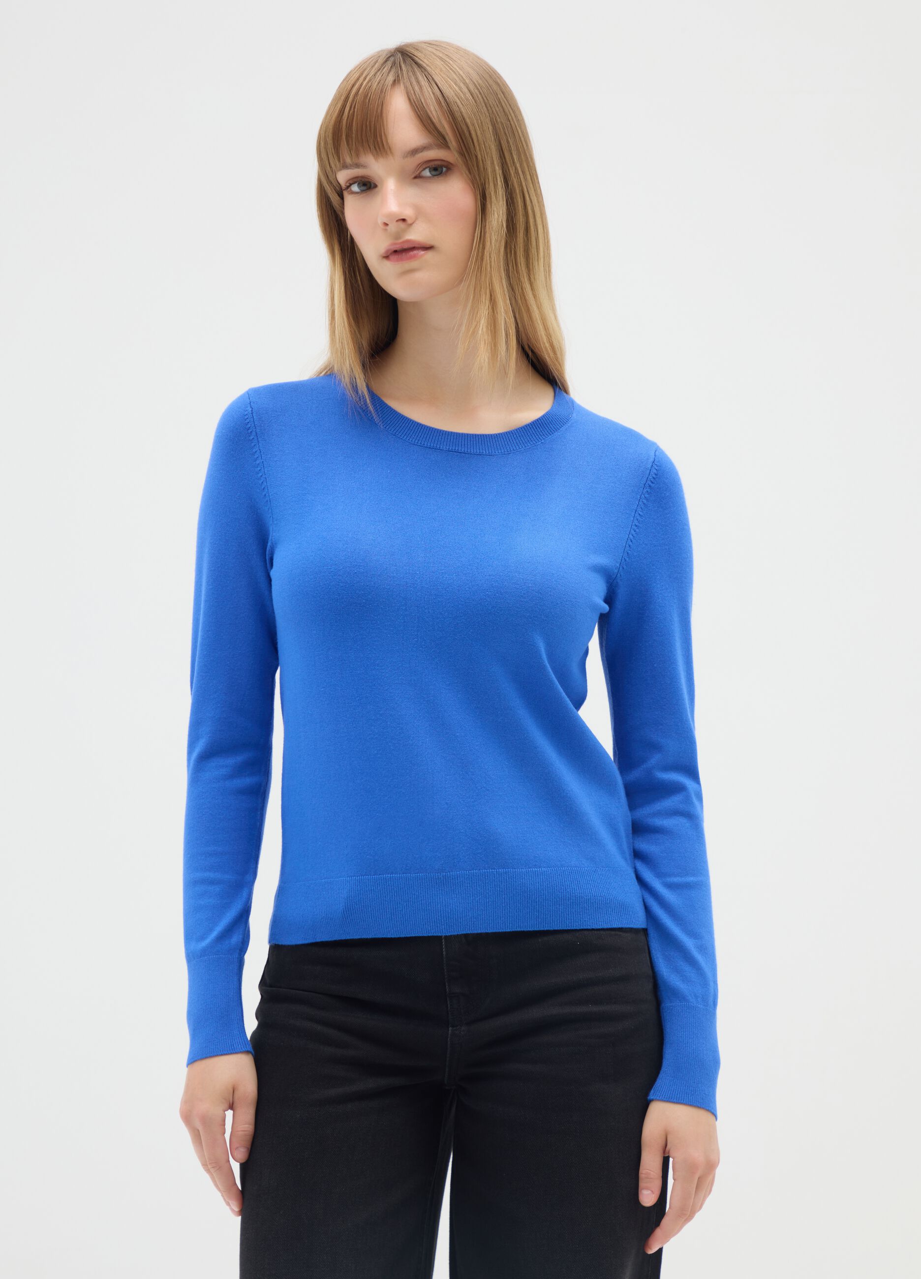 Blue Crew-Neck Jumper