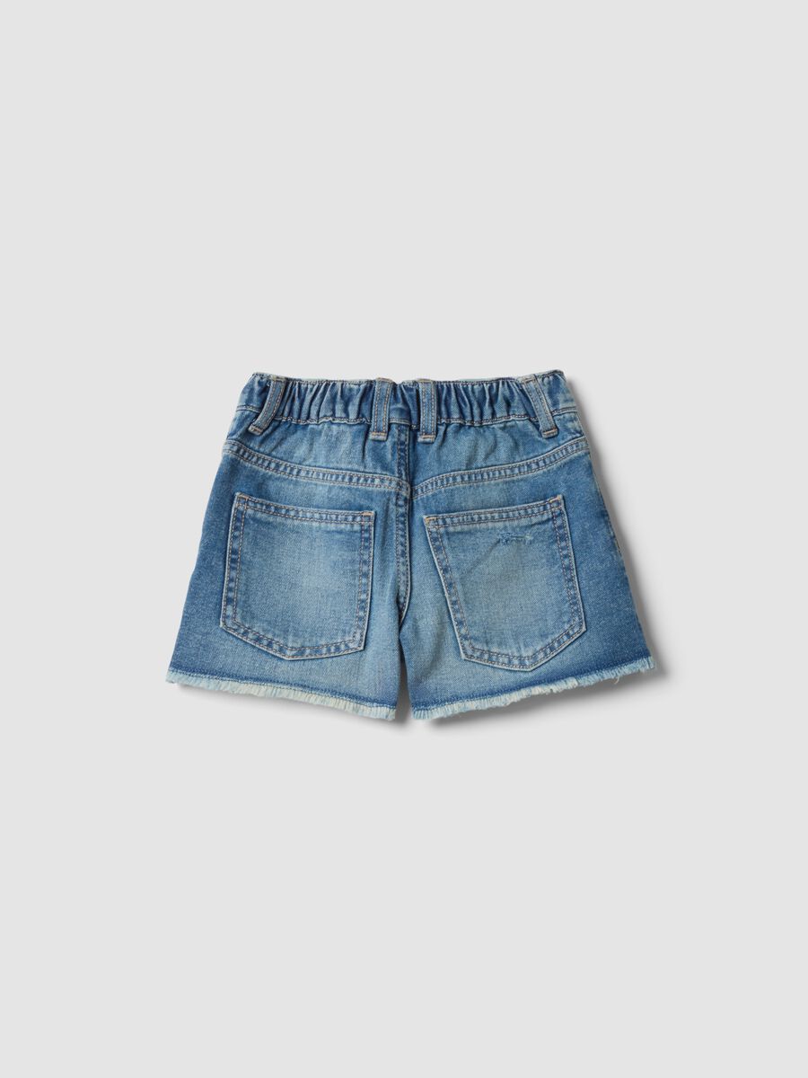 Shorts denim blu in puro cotone da bambina regular fit con strappi_1