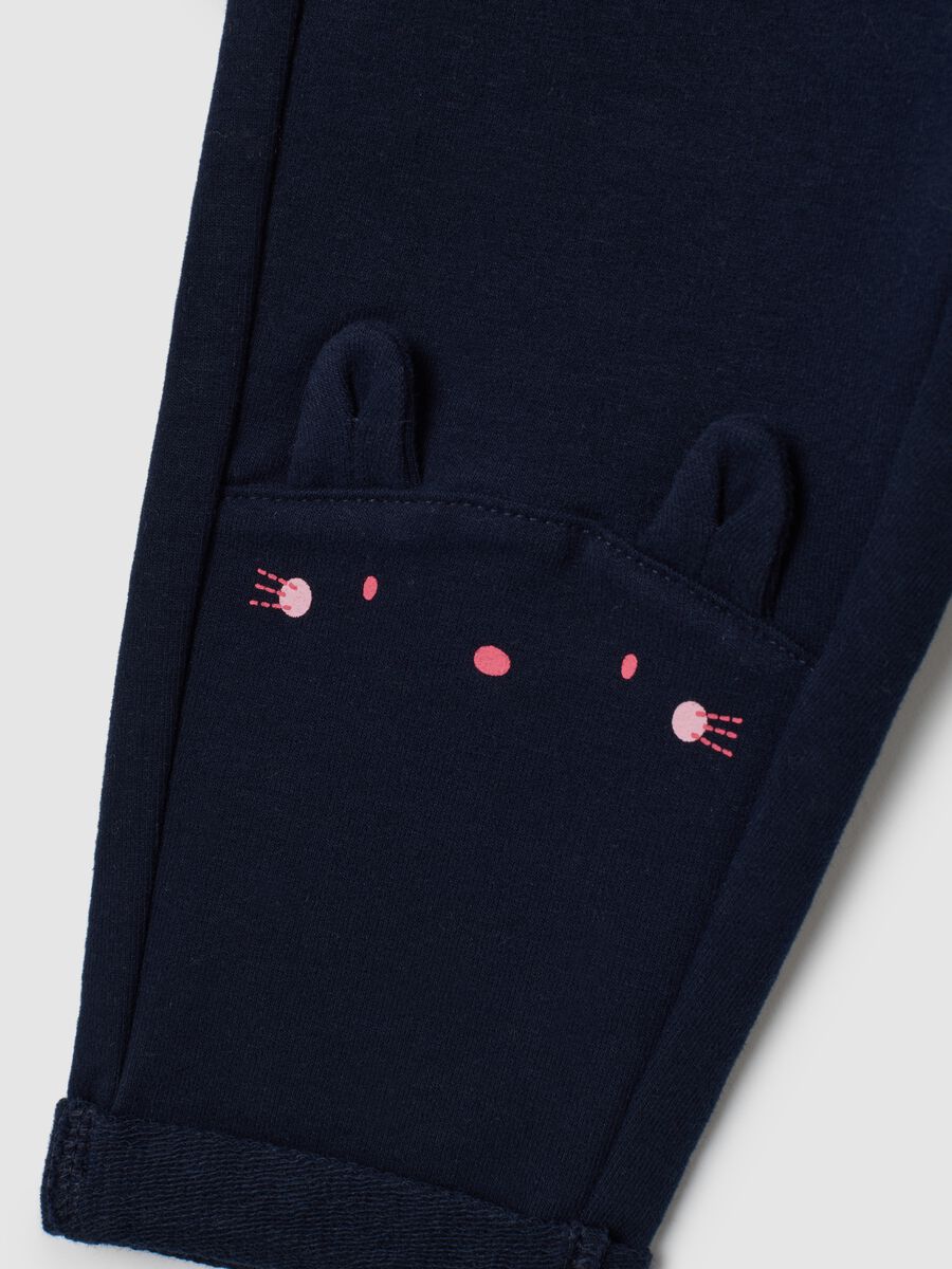 Girls' Blue Cotton Trousers Regular Fit_3