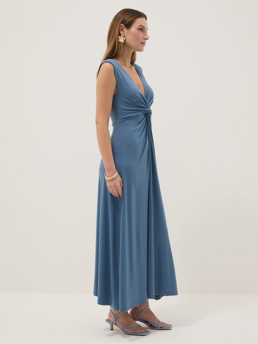 Blue maternity dress in stretch fabric_1