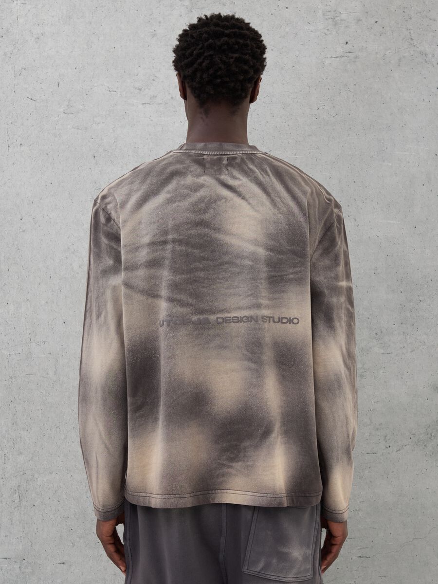 Long-sleeved Graphic T-shirt Vintage Grey & Sand dye_4