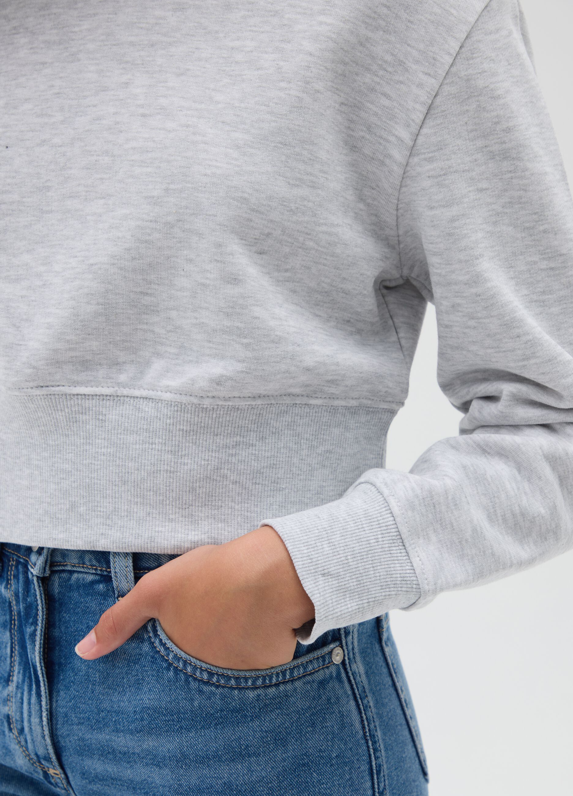 Girls' grey regular fit pure cotton sweatshirt