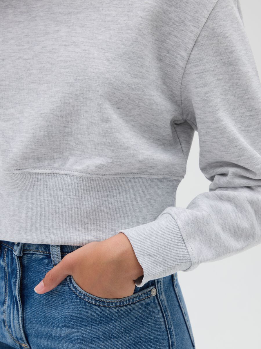 Girls' grey regular fit pure cotton sweatshirt_2