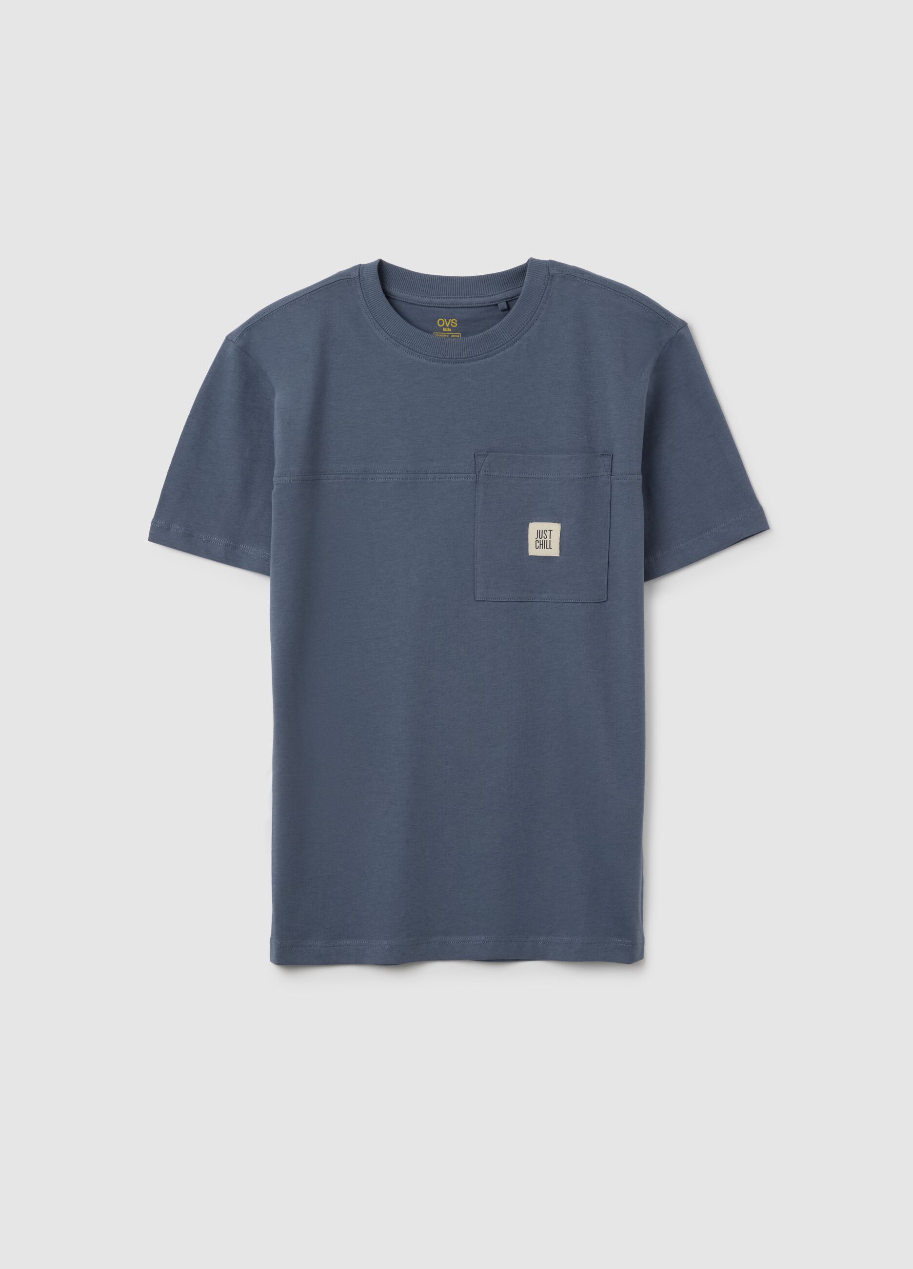 Boys' Blue Cotton Regular Fit T-shirt