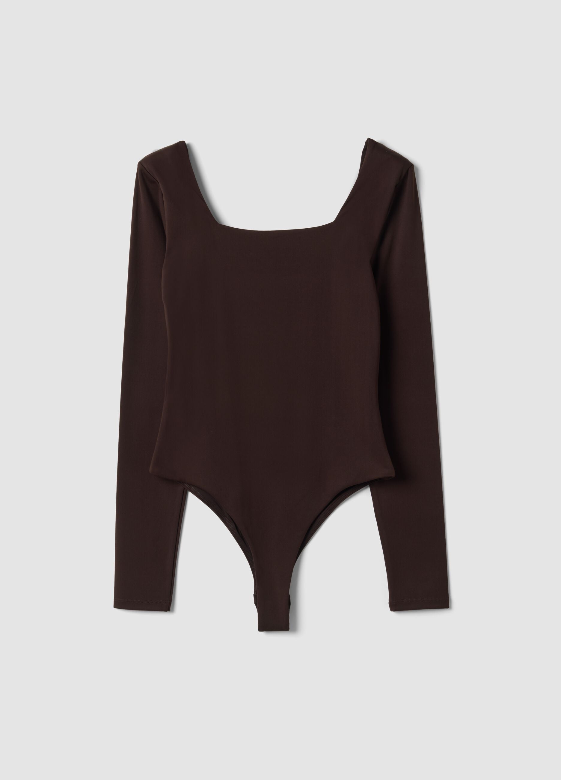 Body marrone in tessuto elasticizzato traspirante con scollo ampio ALTAVIA STUDIO