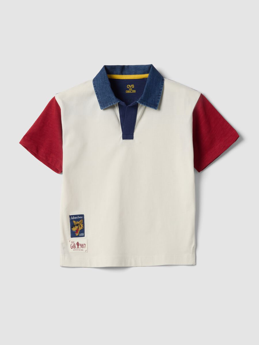 Polo in puro cotone multicolor da bambino oversize fit_0