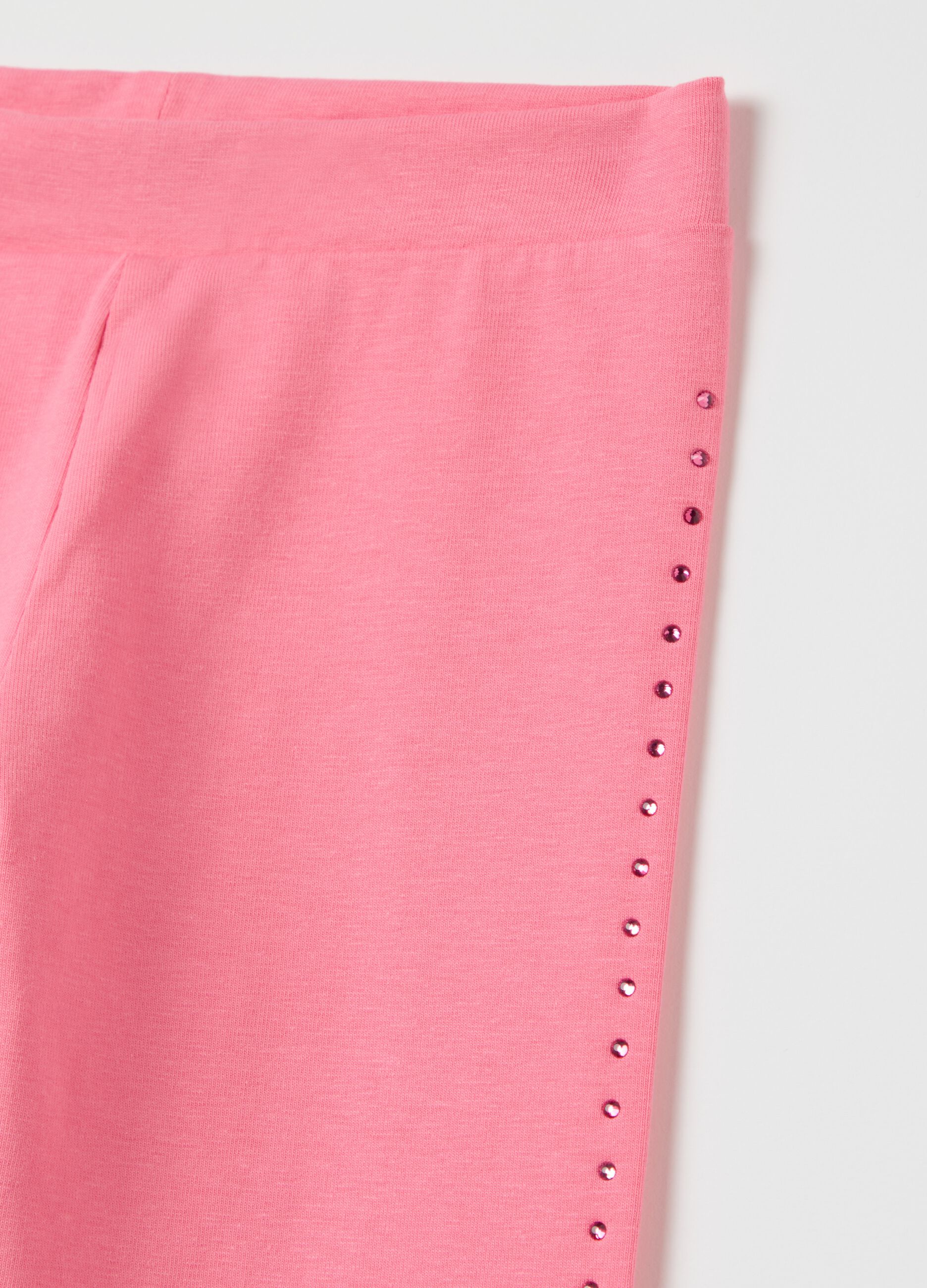 Stretch cotton leggings with diamanté motif