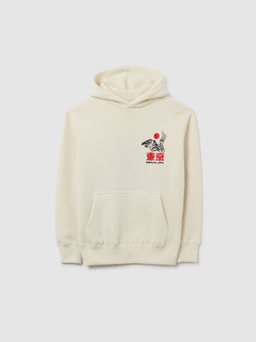 White Sweatshirt with Tiger Print_0