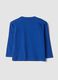 T-shirt blu girocollo in puro cotone organico con stampa dinosauro_1