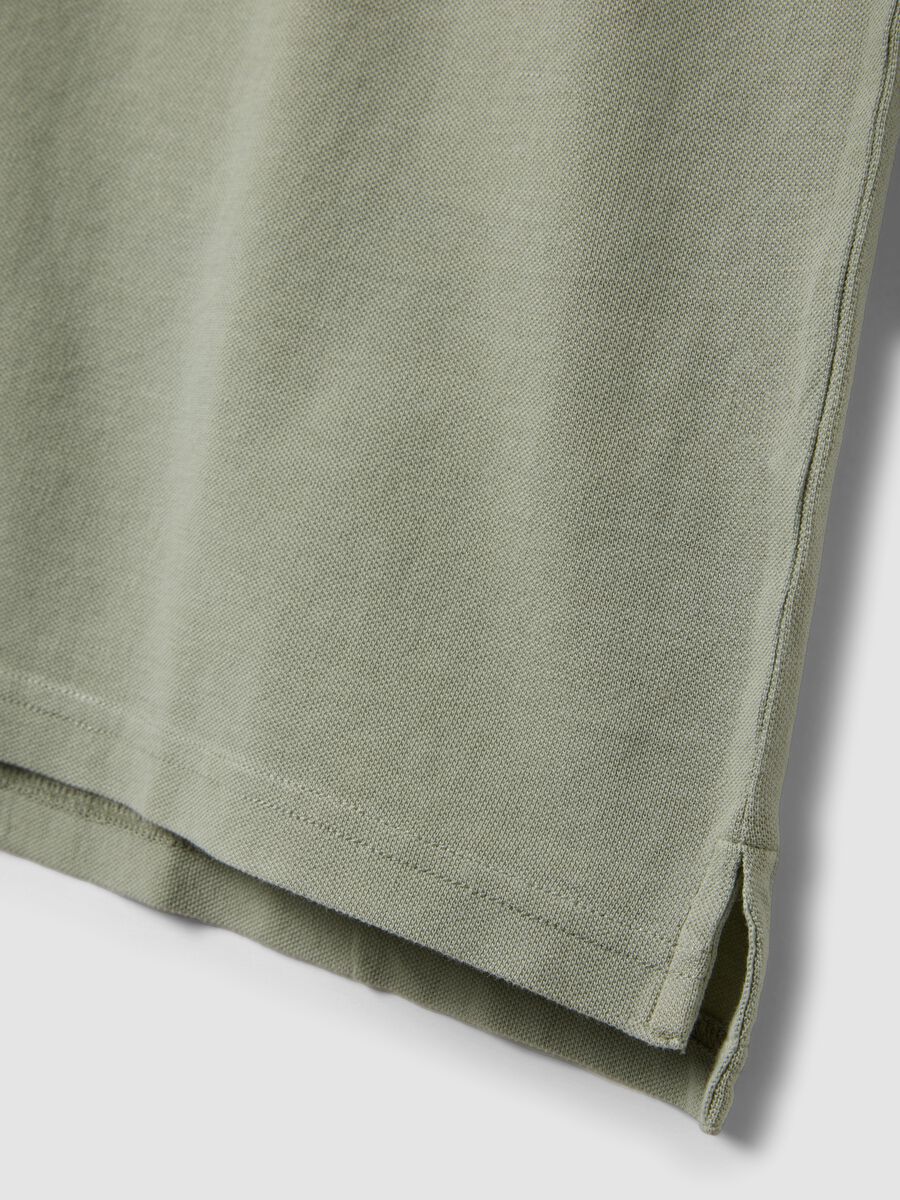 Polo verde in puro cotone a maniche corte slim fit_1