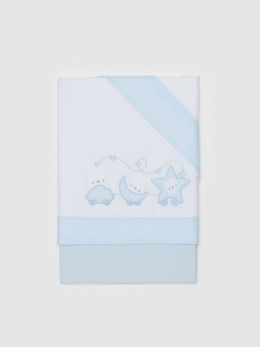 Three-piece maxi crib set with baby bear embroidery_0