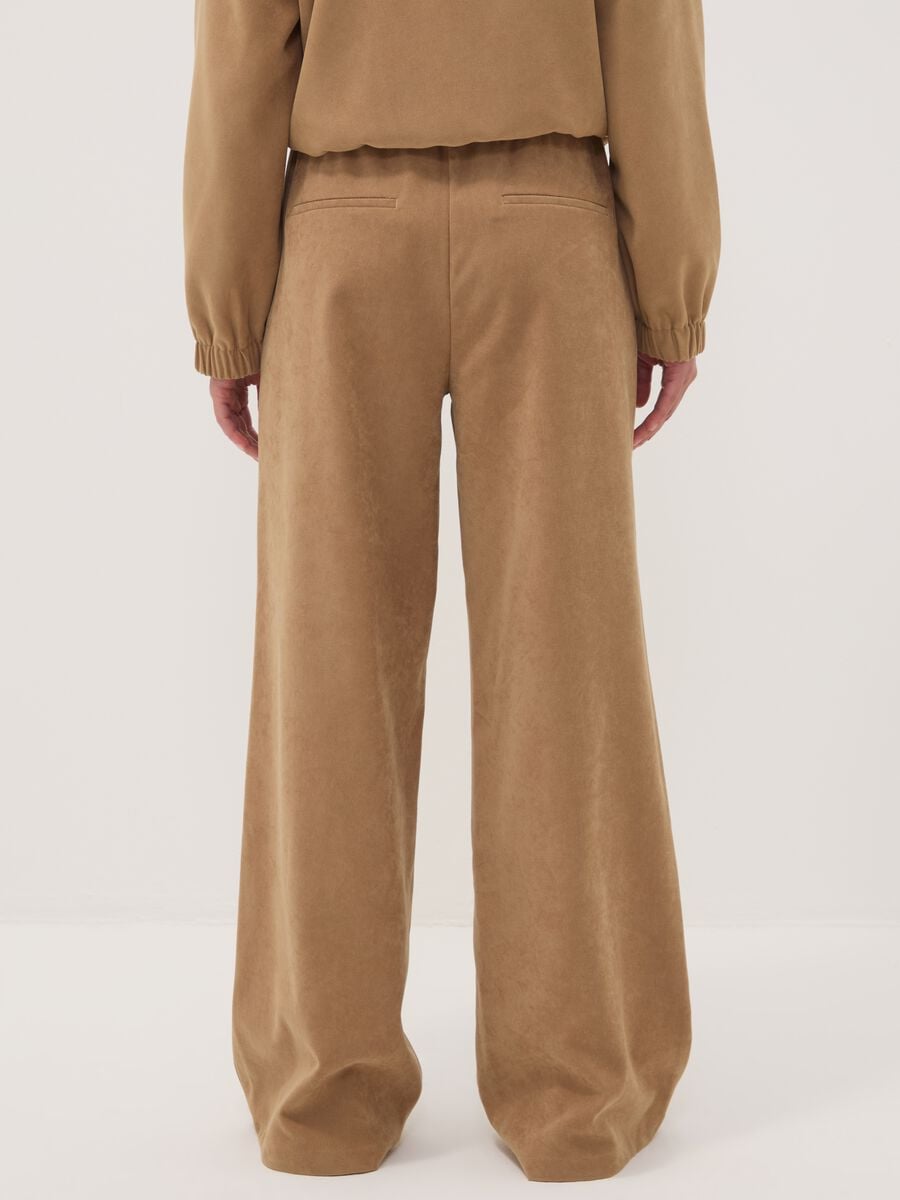 Beige stretch-fabric straight-fit trousers_2