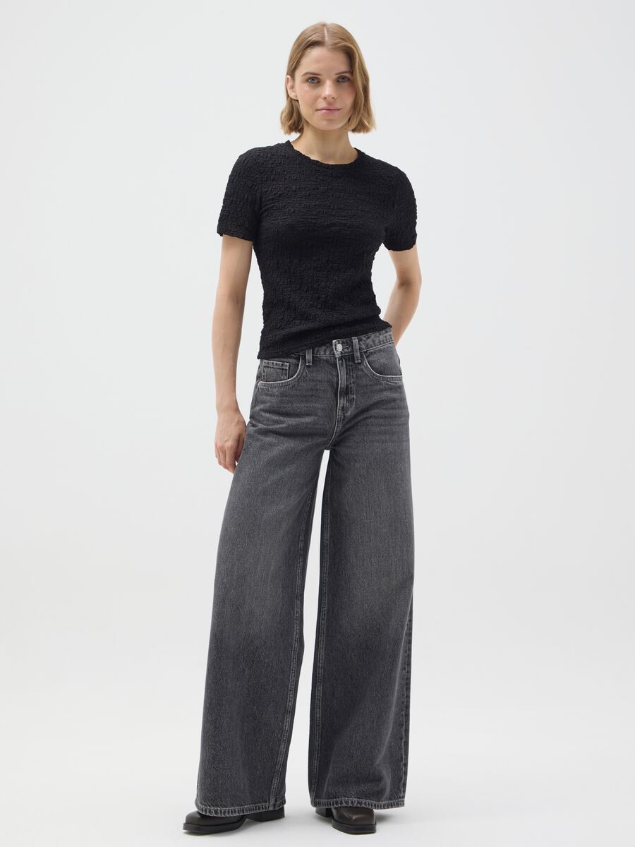 T-shirt in misto cotone nero regular fit_1