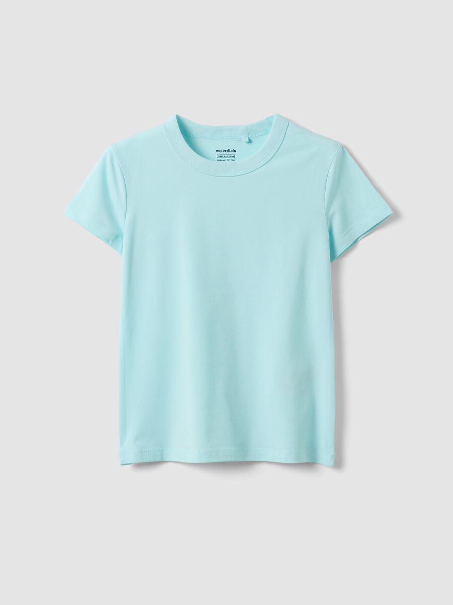 T-shirt in cotone elasticizzato azzurra da ragazza regular fit_0
