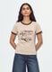Pink cotton T-shirt with front graphic print and contrast trims_0
