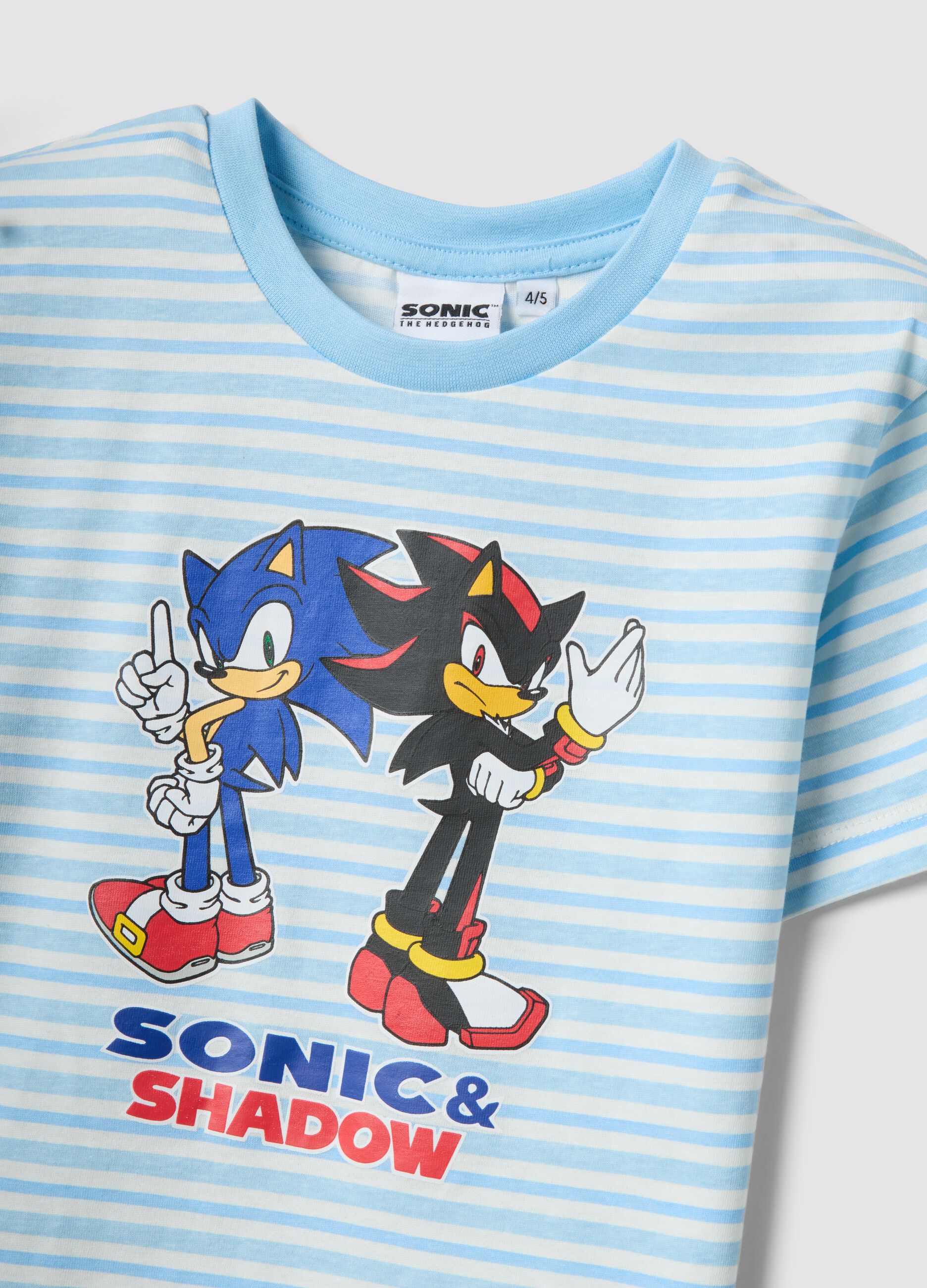 Light blue pure cotton boys&rsquo; short pyjamas with Sonic prints