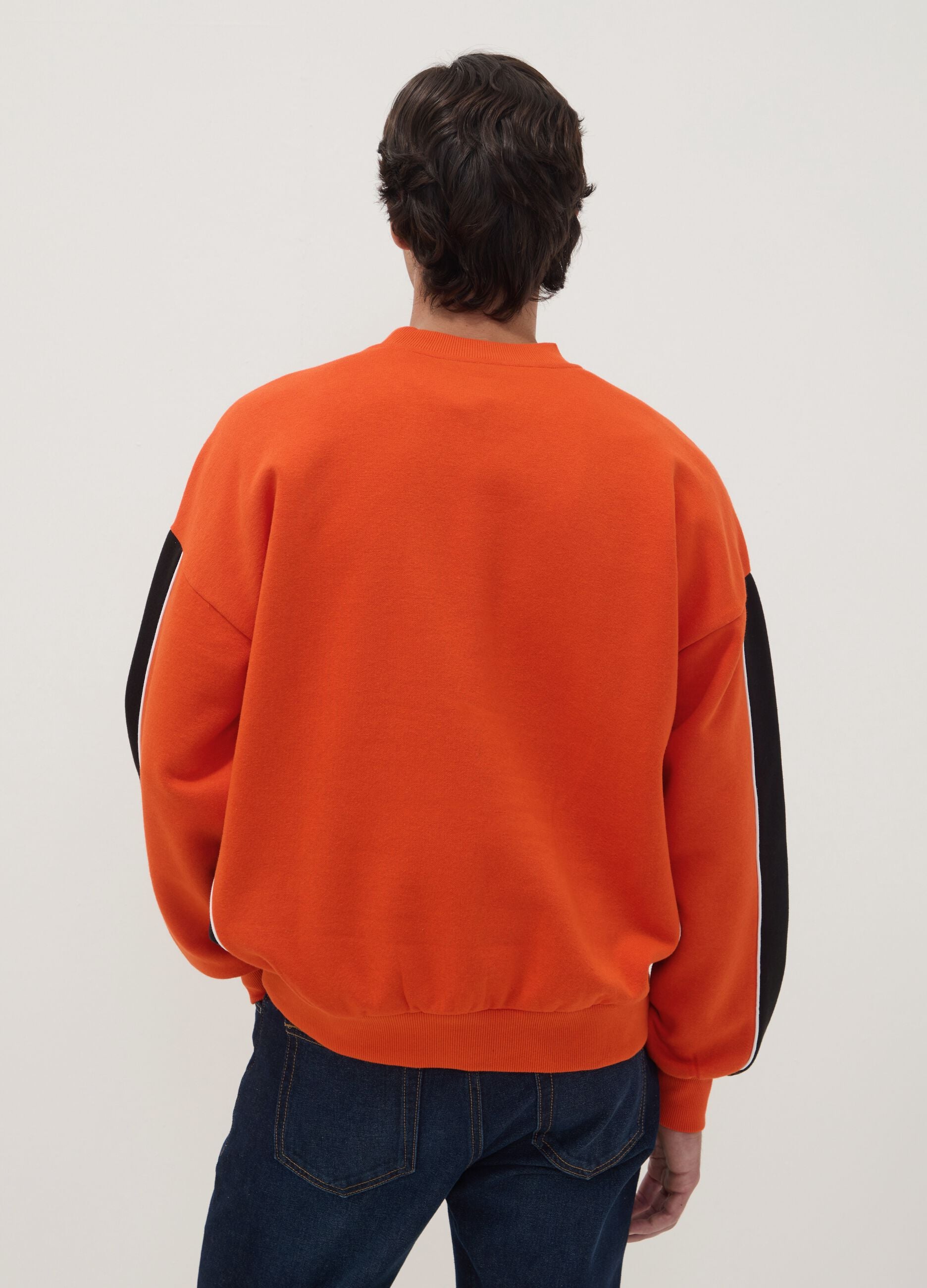Red cotton-blend sweatshirt with Anaheim Ducks print