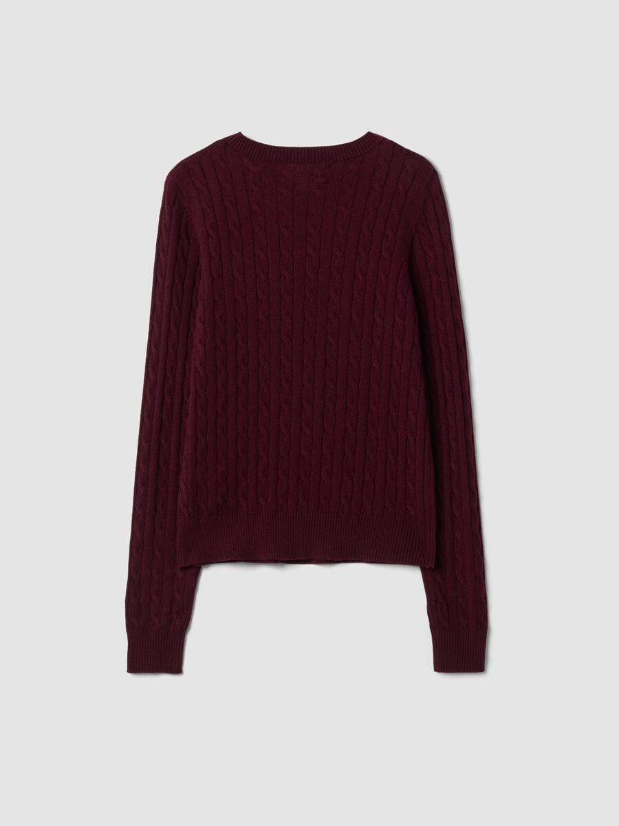 Maglia girocollo rossa a trecce regular fit_6