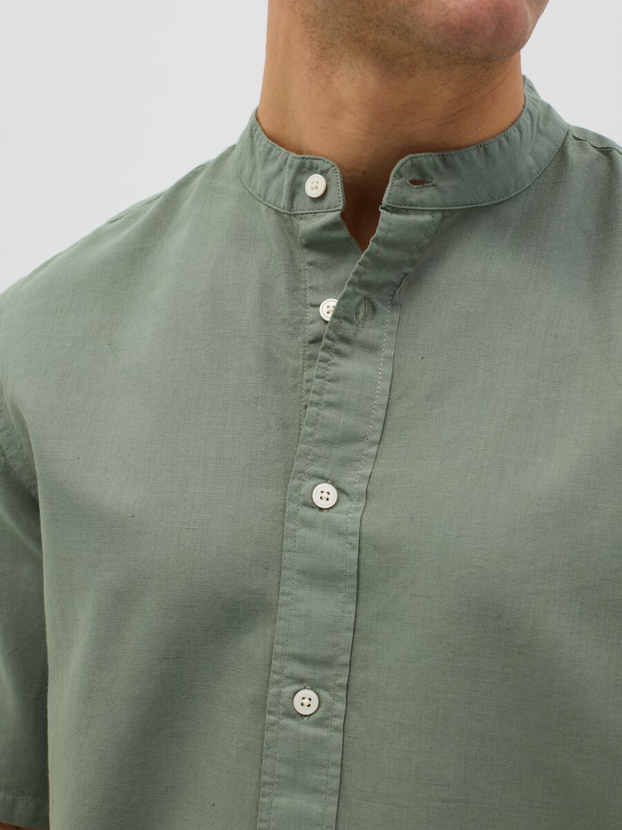 Green cotton and linen shirt by Ovs_3