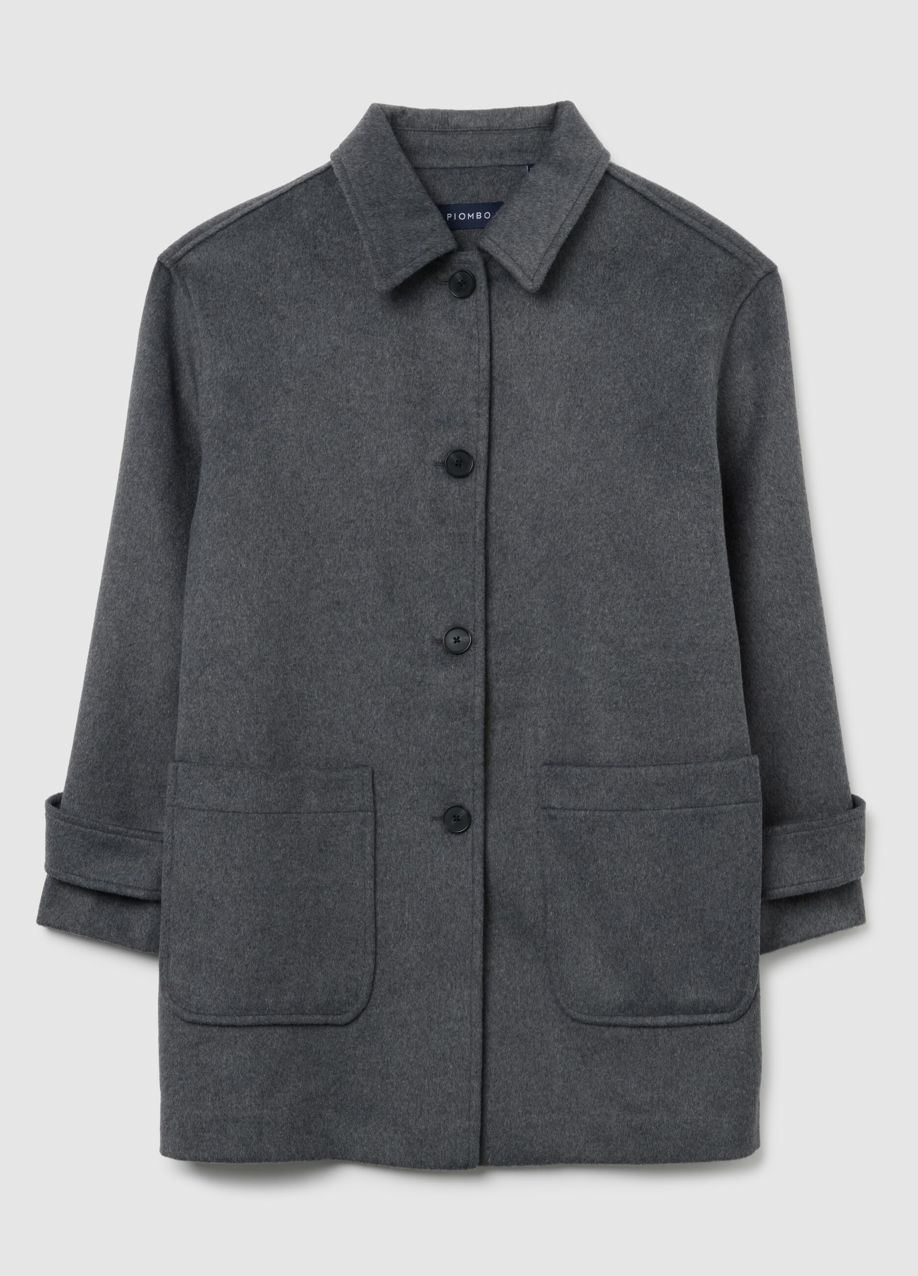 Grey wool-blend coat