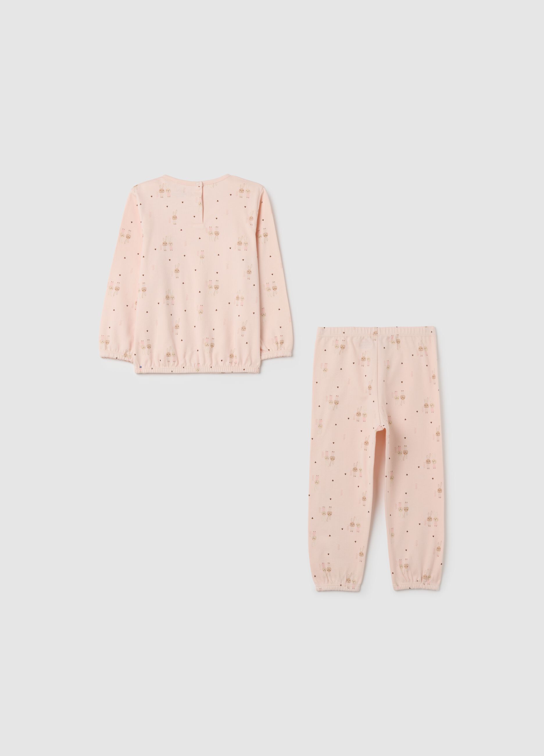 Girls' pink pure cotton regular fit pyjamas