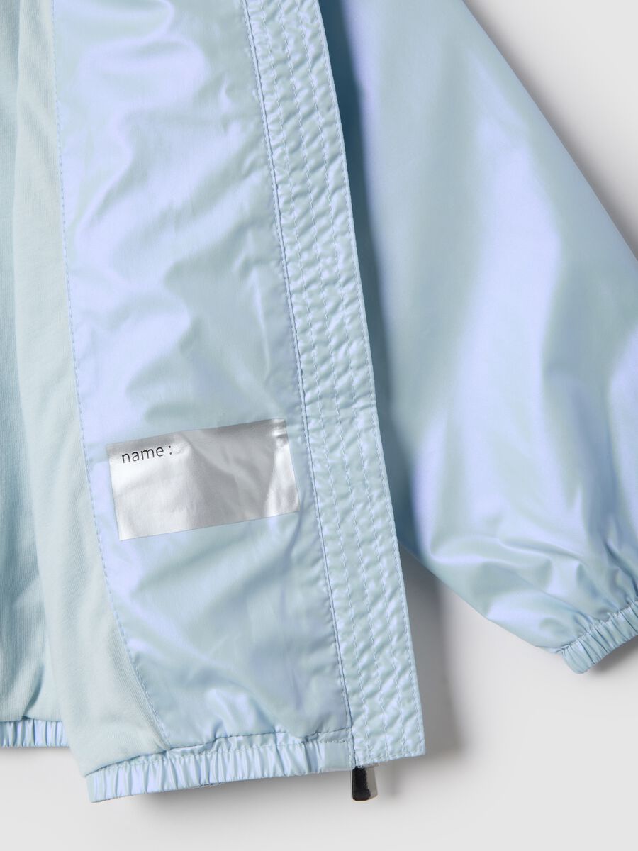 Girls' regular fit metallic blue jacket with zip and hood_3