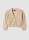 Girls&rsquo; beige cotton-blend cardigan with buttons_0