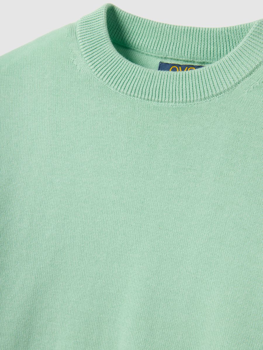 Green cotton crew neck sweater for boys regular fit_3